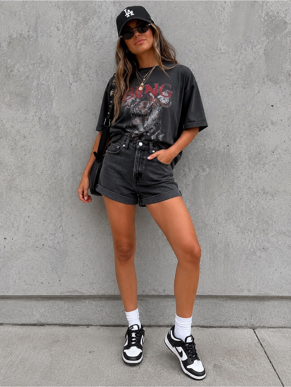 BDG Urban Outfitters Mom High-Rise Black Denim Cuffed Shorts - Picture 2 of 5